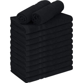 Utopia Towels Cotton Bleach Proof Salon Towels (16x27 inches) - Bleach Safe Gym Hand Towel (72 Pack, Black)