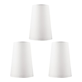 Paquete de 3 pantallas de lámpara blancas, mini pantallas de repuesto de tela, 3.4 x 4.8 x 6.9 pulgadas, visualización tejida a mano de lino natural para luz de piso, luz colgante de cuerda de cáñamo,