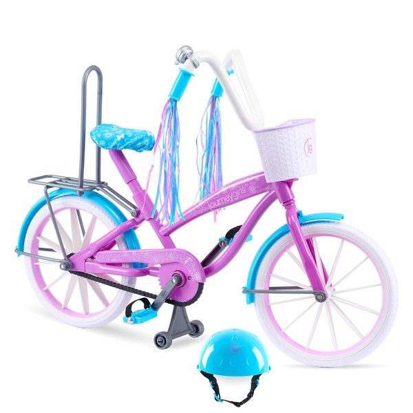 Journey Girls Bike with Helmet, Streamers, Basket, and Wheels that Roll for 18-Inch Journey Girls Doll