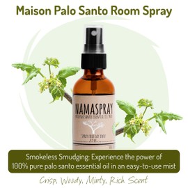Maison Palo Santo NAMASPRAY Palo Santo Room Spray- 2 Oz Glass Bottle- for Smokeless Smudging Sustainably Sourced