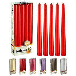 Ivyline Bolsius 103600352241 Candele 245 x 24 mm, confezione da 10, colore: Rosso