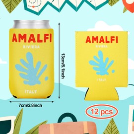 Whaline 12Pcs Summer Beer Can Sleeves 12oz Preppy Travel Can Cooler Covers 6 Designs Neoprene Insulated Beer Thermocoolers for Beverages Bottles Decor Party Favors, 5.1 x 2.8 in