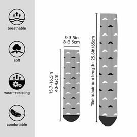 Pehede Unisex Socks Black and White Beard Funny Socks Mustache Elements of Father's Day Gifts for Women Mens Novelty Crew Socks