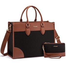 LOVEVOOK Laptop Bag for Women 15.6 lnch,Waterproof Laptops Tote Bags for Womens,Professional Work Bags for Women with Cup Holder,Large Laptop Purse Computer Briefcase Office Teacher Clutch Bag,2 PCS