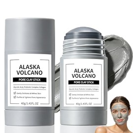 2PCS Mascarilla En Barra de Arcilla Volcánica, Mascarilla de arcilla refrescante en barra, Exfoliación Suave, Clay Mask Stick, Control De Grasa, Purif