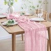 Asee'm 3pcs Cheesecloth Table Runner 120 Inches Blushing Pink Boho