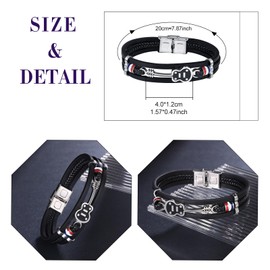Feilok Mens Bracelet, Premium Leather Bracelet for Men Guitar Men's Leather Bracelet Punk Leather Bracelet Braided