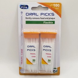 Pure All Pure Oral Dental Hygiene Flosser Picks 100 Pcs Travel Size