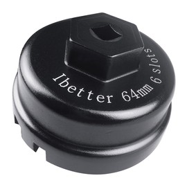 Ibetter 64mm 14 Flute 6 Slots Oil Filter Wrench Tool for Toyota Corolla, Prius, Prius Prime, Prius V, Matrix, CT200h, Scion iM/iQ/xD with 1.8 Liter Engines, Cup Style Oil Filter Cap Removal Socket
