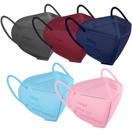 HUHETA KN95 Face Masks for Adults, 50 Packs KN95 Mask, 5-Layer Breathable and Comfortable Safety Mask, Filter Efficiency≥95%, Multi Color