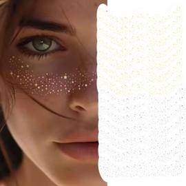 14PCS Glitter Freckles Tattoo, Gold and Silver Face Sparkle Faux Freckles Makeup Stickers,Temporary Face Tattoo for women and Kids,Face Jewels Festival Makeup Accessories Decor Star