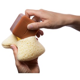 MartiniSPA Exfoliating Body & Shower Sponge with Soap Pocket. All Natural Italian Deep Cleansing Sponge with Soap Saver Pouch & Hand Strap for Men & Women - Use in Shower or Bath - 2 Units/Beige Color