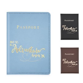 FUZVOL Passport Holder PU Leather Passport Cards Cover for Documents, Passport Wallet for Credit Card, Business Cards, Money, Travel Wallet Women & Men Travel Boarding Accessories, Blue