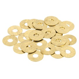 sourcing map 28 Pack Brass Flat Washer, M6 Copper Washers Crush Washer Kit Assortment, 6mm ID, 18mm OD, 0.8mm Thick for Bolts Screws Machinery Repair, Outdoor Construction