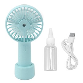 Handheld Misting Fan Quiet 2000mAh 3 Wind Speed 2 Spray Mode 7 Turbine Blades USB Personal Mister Fan for Desktop Blue