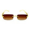 Dweebzilla Metal Jaguar Slim Rimless Luxury Rectangular Sunglasses (Gold Metallic