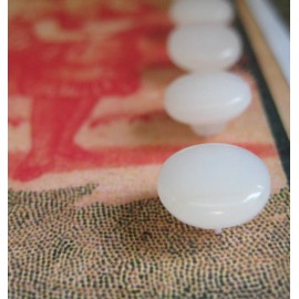 Set of 6~ Vintage 3/8" Demi White milk Glass Doll Buttons~new/ol