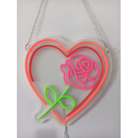 14" Romantic Flower Rose Love Sweet Heart Custom Design Decorated Acrylic Panel Handmade Man Cave LED Neon Sign Light WB07