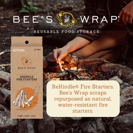 Bee's Wrap ReKindle Natural Fire Starters - Made in USA Fire Starter from Organic Beeswax Wraps for Food - Safe for Indoor/Outdoor Use, Camping Supplies - Natural Firestarter Starts 25 Fires
