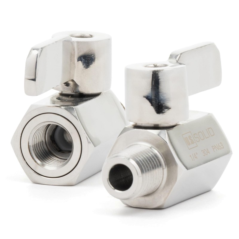 U.S. Solid 1/4" 304 Stainless Steel Mini Ball Valve with