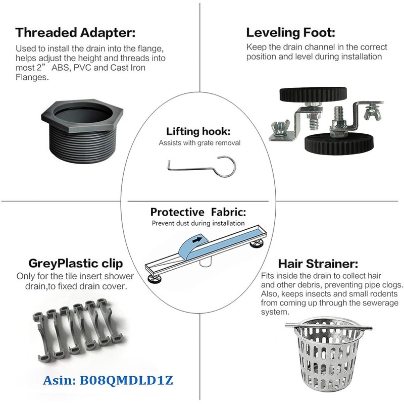 Neodrain 32-Inch Linear Shower Drain with Tile Insert Grate, Professional