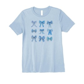 Womens Light Blue Cottagecore Decor Coquette Bows Country Cottage Premium T-Shirt