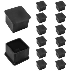 Cjueiom 20pcs 38mm / 1-1/2" Chair Leg Floor Protectors Square Table Legs Covers, Black Chair Leg Caps PVC Furniture Leg Protectors, Chair Feet Protectors Stoppers Tips Ferrules Pads