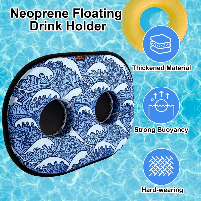 Desing Wish 2 Slots Floating Drink Holder for Pool Neoprene