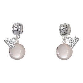 Delight Jewelry Silvertone 13.5mm Round Locket - I Love You/Love You More Charm Beads (Set of 2)