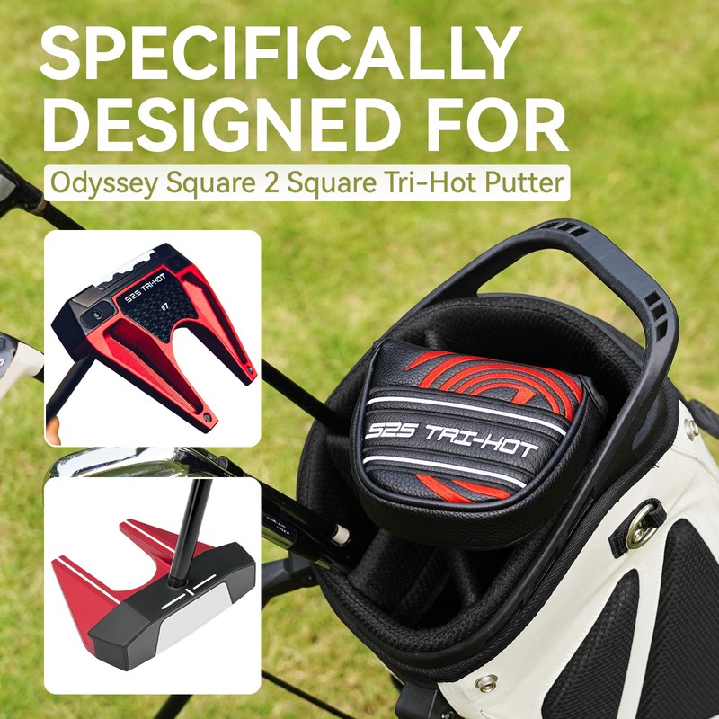 Putter Cover Mallet Center Shaft, Magnetic Closure Putter Headcover for