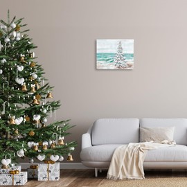 Stupell Industries Snowy Christmas Tree Beach Shore Canvas Wall Art, Design by Amanda Hilburn