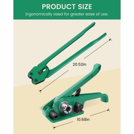 FoundGo PET Banding Strapping Kit for Heavy Duty Tough Pallet Packaging Strapping Tool with >1500lbs 5/8" x 2000' PET Strapping Roll & its own Pull-Out Box 200 Corner Protectors 450 Seals-Green