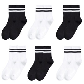 AYNKH 6 Paar Sportsocken Jungen älter als zwölf Jahre Tennissocken Baumwolle Crew Socken für Outdoor Sportarten wie Fußball, Tennis, Laufen, mehrfarbig, 12 Jahre