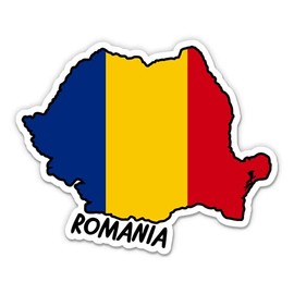 Squiddy Romania Map with Flag - Vinyl Sticker Decal for Phone, Laptop, Water Bottle - 3"