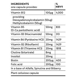 Viridian - High Twelve B12 B-Complex - 90 Caps | Reduction of Tiredness and Fatigue | Contributes to Normal Immune System Function | Vegan & Kosher | Nutritionist Formulated