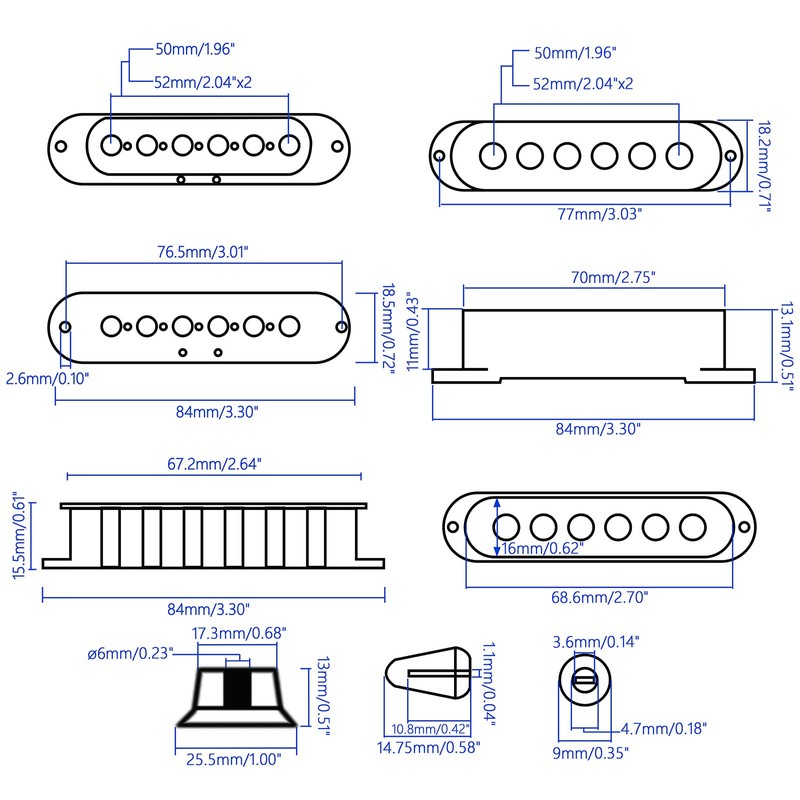 Unxuey 50mm 52mm Single Coil Pickup Cover One Volume Two