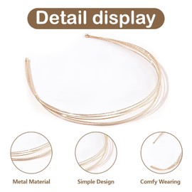 3Pcs Multi Layers Metal Headband, Gold Headbands for Women, Wire Headband Metal Hair Band Gold Hair Accessories for Women, Gold Fashion Headpiece Wedding Hair Band Hair Hoop for Women and Girls