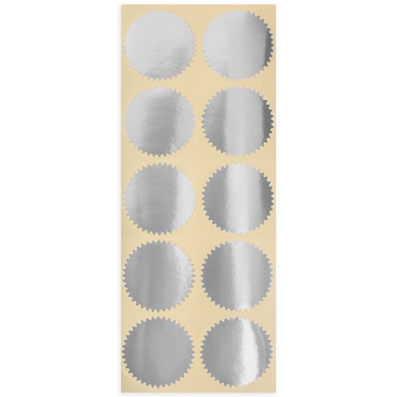 MaxMark 1.75" Self Adhesive Glossy Silver Seal Labels for Certificates,
