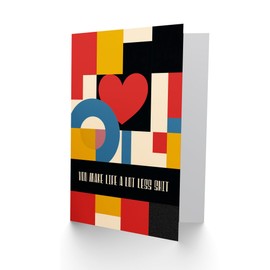 Artery8 Valentines Day Greeting Card Life Less S**t Mondrian Design for Him Husband Partner