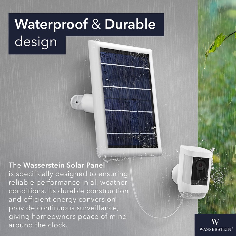 Wasserstein Solar Panel Compatible with Ring Spotlight Cam/Plus/Pro Battery, Stick