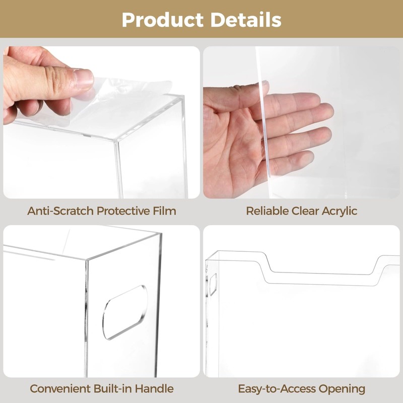 Acrylic File Folder Organizer, Clear Hanging File Organizer Box for