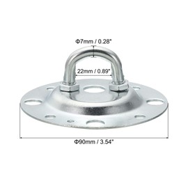 PATIKIL 176lbs 90mm Steel Ceiling Hooks, Ceiling Fan Hook Pad Eyes Plate Wall Hanger Hardware with Mounting Screws for Hanging Lamp Plant Baskets