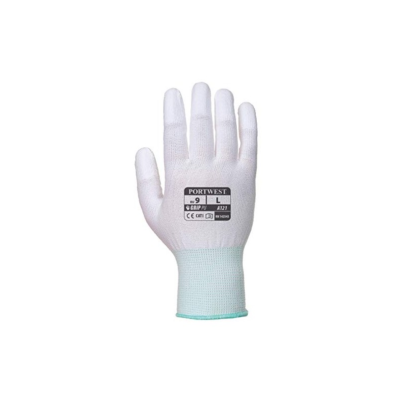 Portwest PU Fingertip Glove, Size: XS, Colour: White, A121WHRXS
