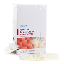 McKesson Perry Performance Plus Latex Surgical Gloves, Sterile- Powder-Free, Extended Cuff, Hand Specific, Smooth - Cream, Size 7, 50 Count, 1 Box