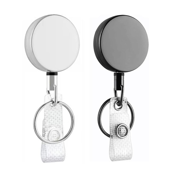 2 Pack Heavy Duty Retractable Badge Reel Metal ID Badge