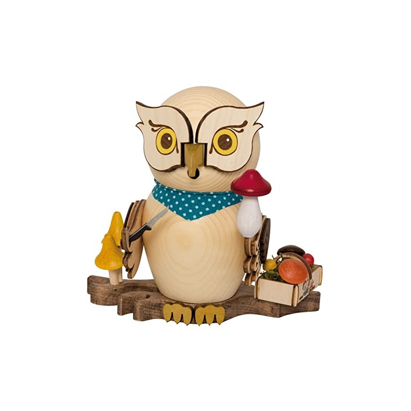 Drechslerei Kuhnert Smoke Figure / Incense Figure - Owl Mushroom