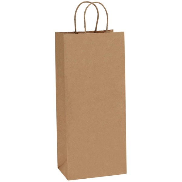 BagDream Kraft Paper Bags 5.25x3.25x13 Inches 50Pcs Wine Bags Paper Gift Bags Kraft Bags Retail Bags Brown Paper Wine Bags with Handles Bulk