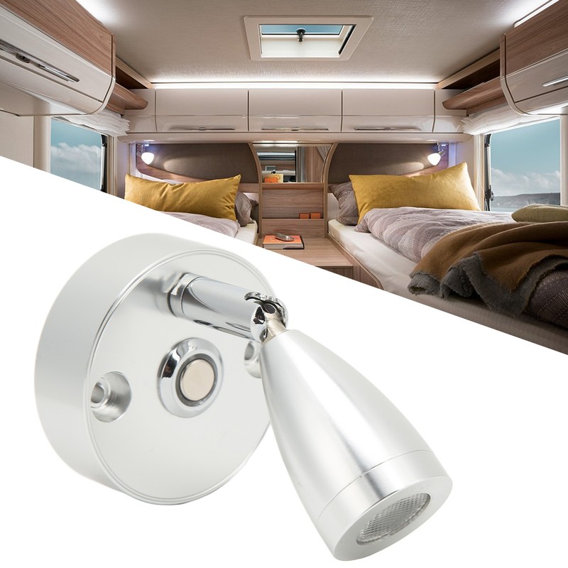 RV Reading Light 3500K 3‑Color Aluminium Alloy Adjustable Angle 12V‑24V