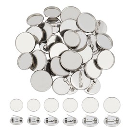 UNICRAFTALE 36 Pieces 16/18/20 mm Flat Round Brooch Pin DIY Stainless Steel Brooch Cabochon Sets 304 Stainless Steel Brooch Bezel Trays For Making Badge Corsage Name Tags