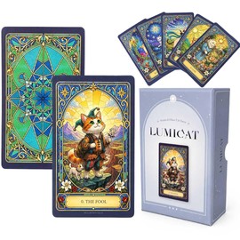 AiO JAPAN LUMICAT Tarot Card, Supervised by Divination Teacher Kyoko, 1 Fate Card, Instruction Manual Pouch, For Beginners, Cat, Cute, Feng Shui, Divination Goods (Pouch 2. Mysterious Magic Square)
